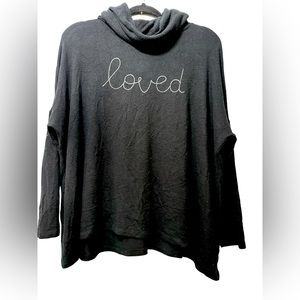 Sundry Sweater Womens‎ Cowl neck Hoodie Size 1 Loved Black Embroidered Sweater